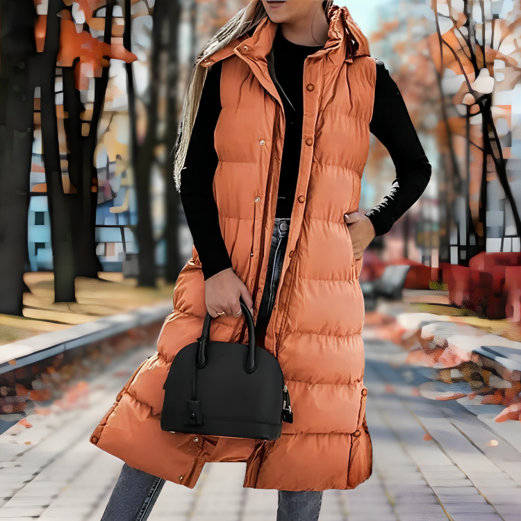 Chaleco Invierno Mujer Acolchado Cálido con Capucha