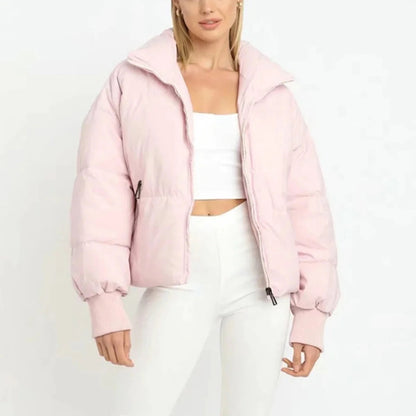 Chaqueta Acolchada Cuello Alto Ajustada