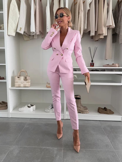 Traje chaqueta mujer elegante rosa - Vestiria