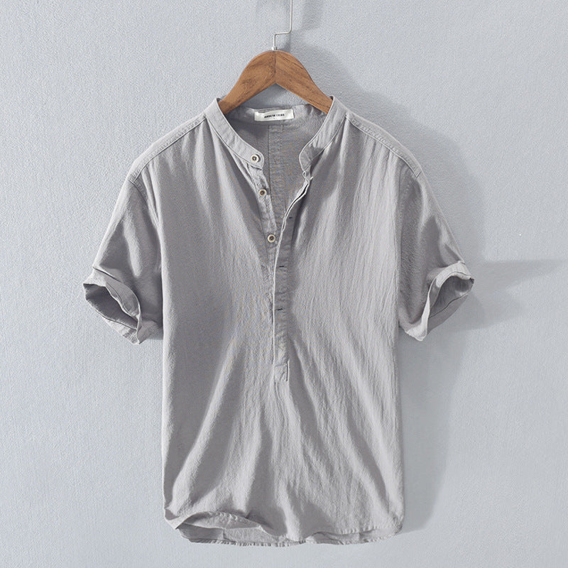Camisa Hombre Lino Fresca Manga Corta