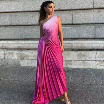 Vestido Plisado Degradado Colores Mujer - Vestiria