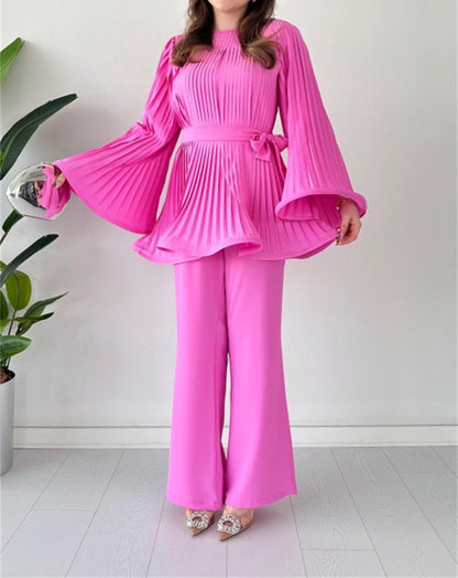 Conjunto Mujer Elegante Top Suelto Pantalón Ancho