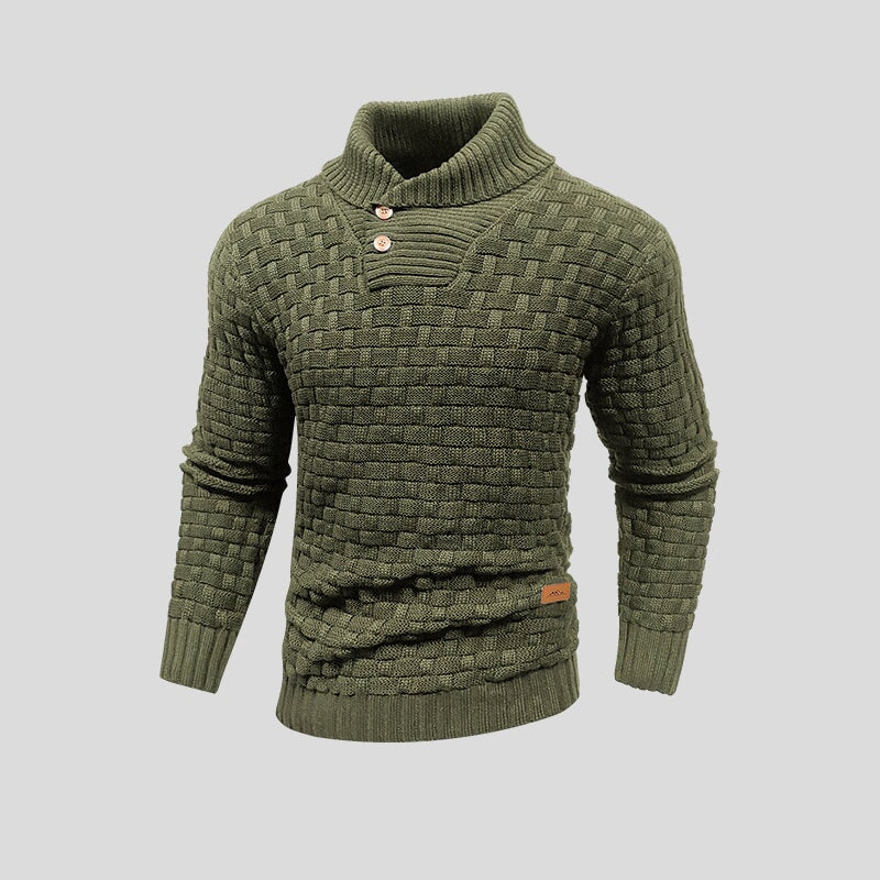 Jersey de punto grueso cuello botones hombre