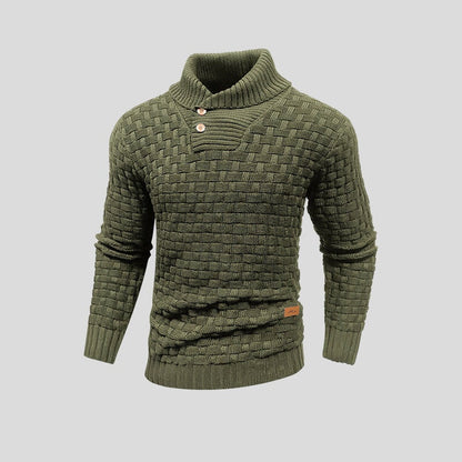 Jersey de punto grueso cuello botones hombre