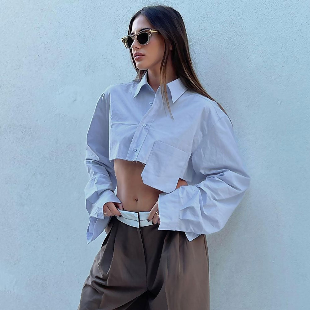 Camisa Oversize Grande con Botones Doble Fila