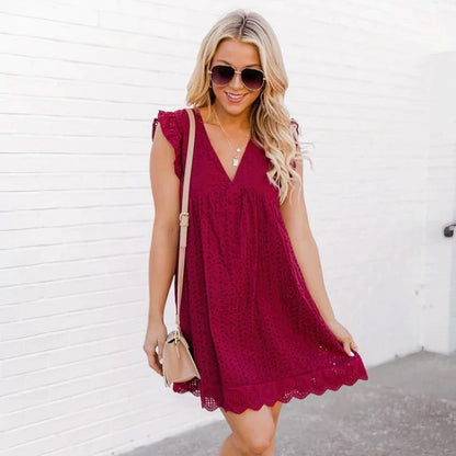 Vestido Fiesta Escote V con Encaje