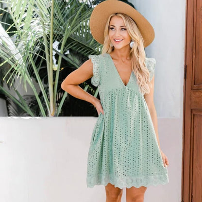 Vestido Fiesta Escote V con Encaje