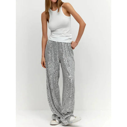 Pantalones de purpurina Mujer Cintura Alta - Vestiria