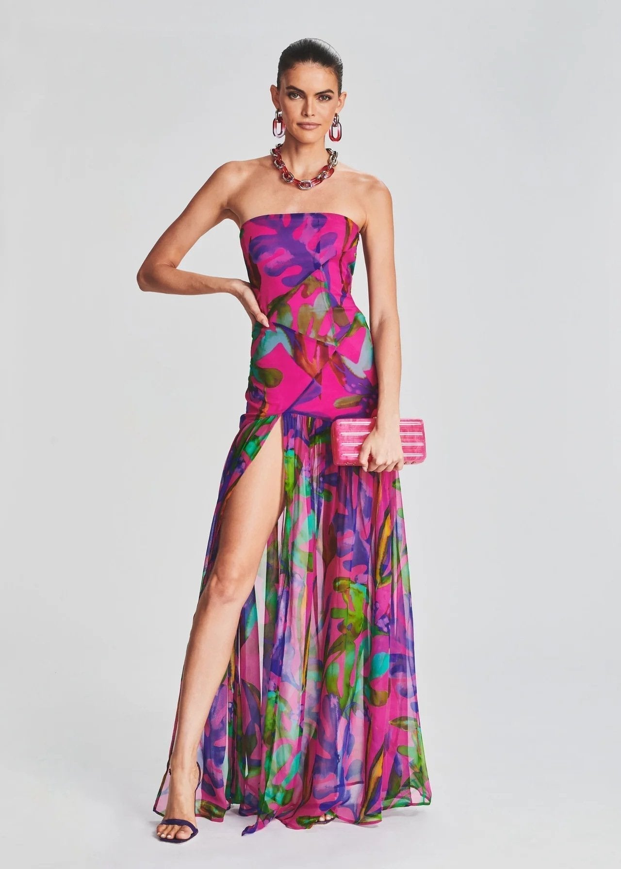 Vestido Maxi Estampado Sin Tirantes Boho - Vestiria