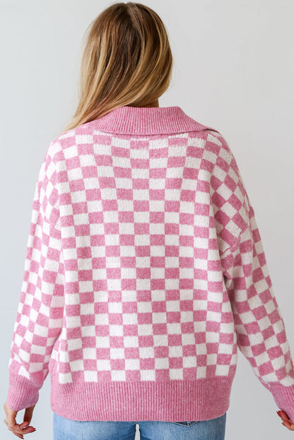 Sudadera cuadros cómoda cuello pico