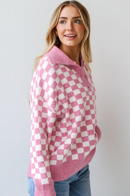 Sudadera cuadros cómoda cuello pico