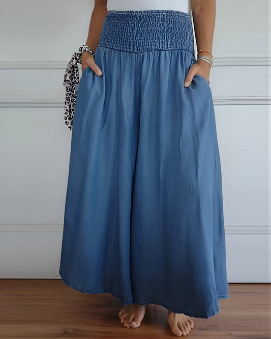 Pantalones cómodos cintura alta anchos - Vestiria