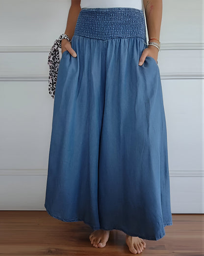Pantalones cómodos cintura alta anchos