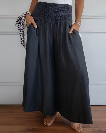 Pantalones cómodos cintura alta anchos