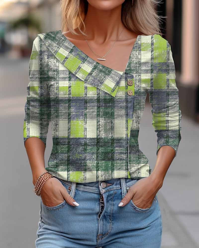 Blusa cuadros informal elegante