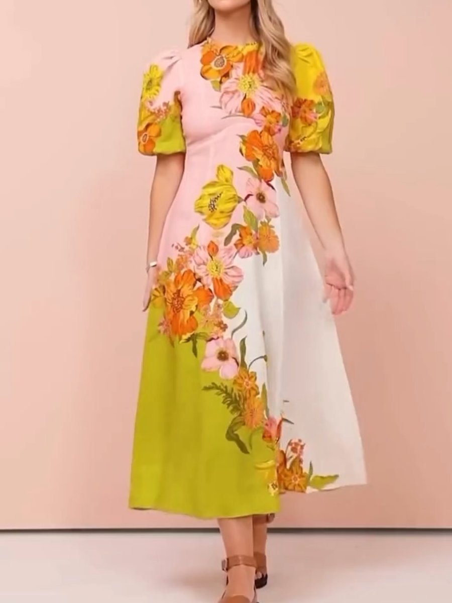 Vestido Floral Gran Talla Estilo Boho - Vestiria