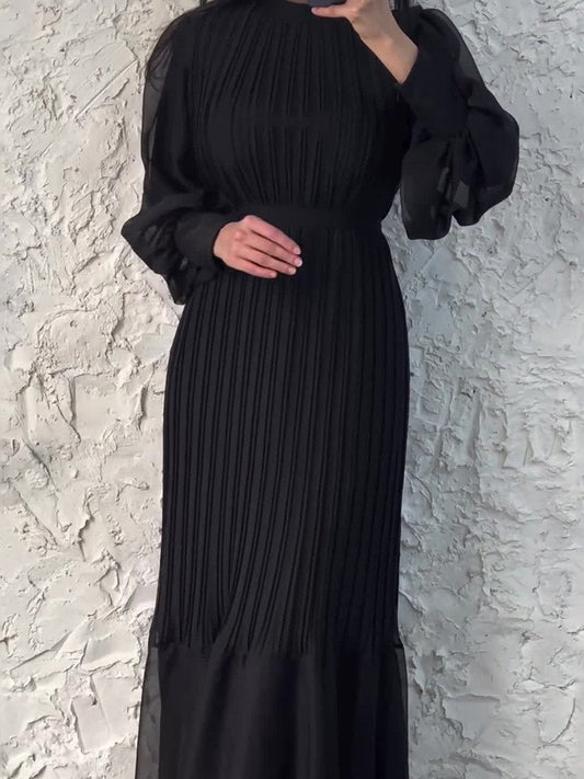 Vestido Largo Plisado de Mujer Elegante Claro - Vestiria