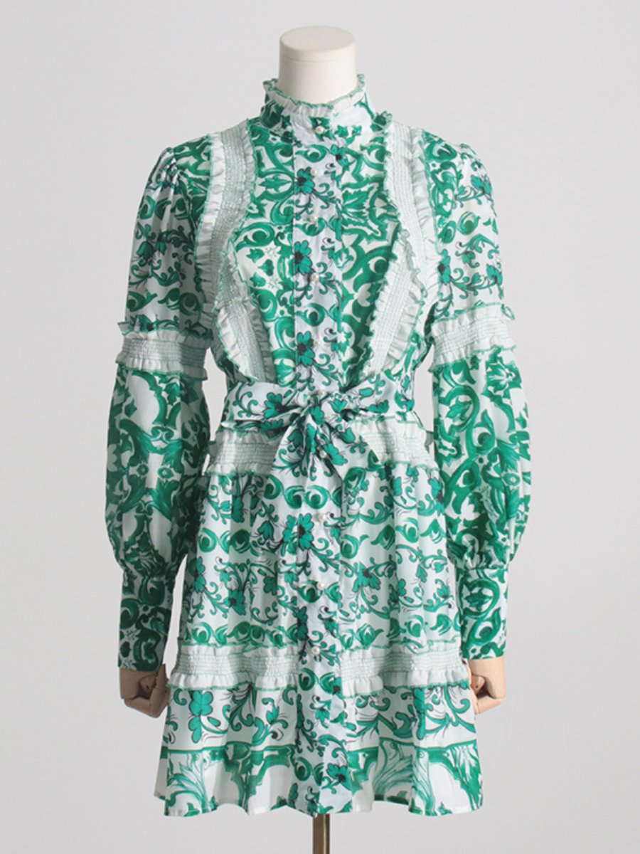 Vestido Elegante con Mangas Voladas y Encaje