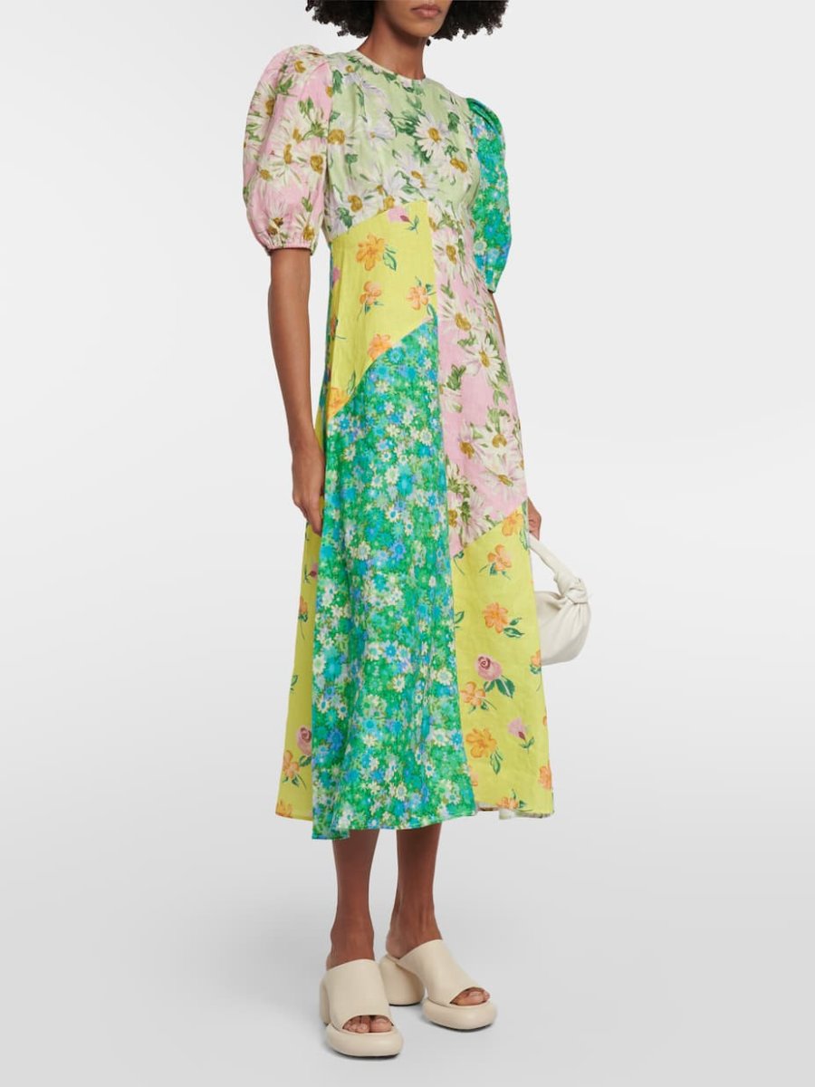 Vestido Lino Floral Estilo Boho - Vestiria
