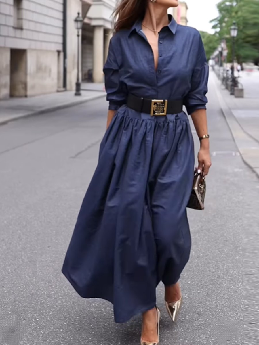 Vestido informal azul marino relajado - Vestiria