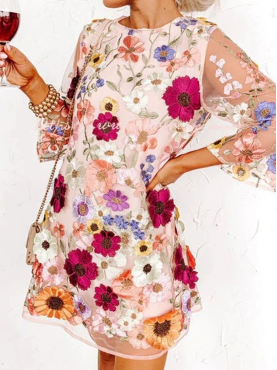Vestido Floral Corto Estampado Mujer - Vestiria