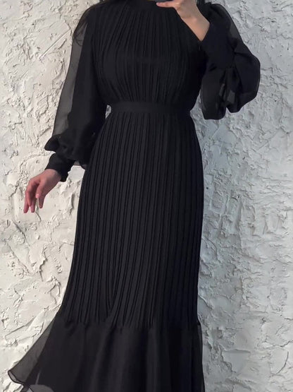 Vestido Largo Plisado de Mujer Elegante Claro