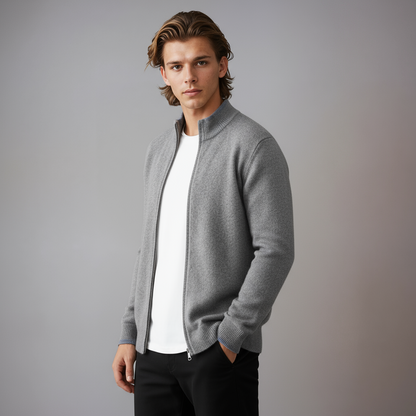Chaqueta de punto casual con cremallera hombre