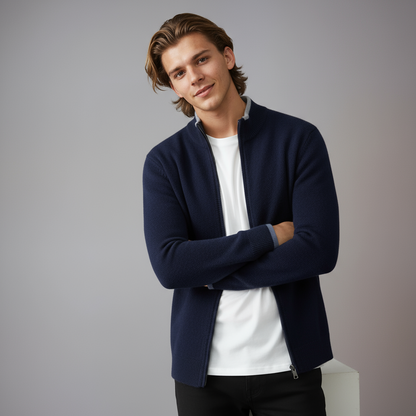 Chaqueta de punto casual con cremallera hombre