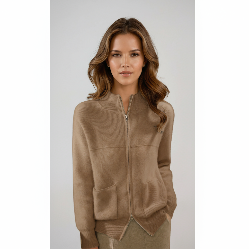 Chaqueta de lana cálida con cremallera y bolsillos