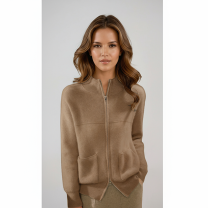 Chaqueta de lana cálida con cremallera y bolsillos