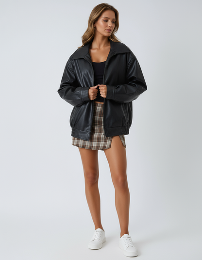 Chaqueta Mujer Piel Sintética Oversize