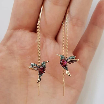 Pendientes Colgantes Mujer Pájaros Dorados Brillantes - Vestiria