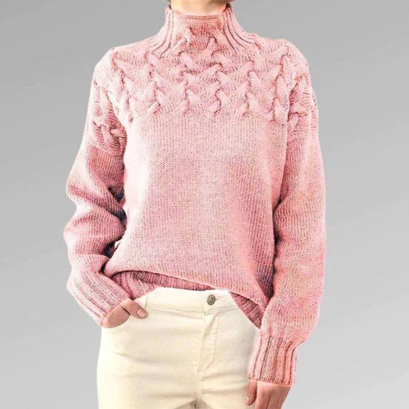 Suéter Mujer Cuello Alto Trenzado Abrigador