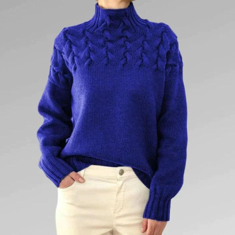 Suéter Mujer Cuello Alto Trenzado Abrigador