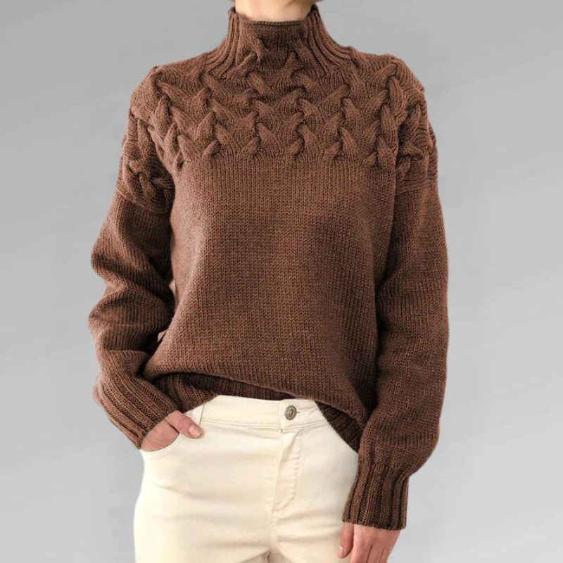 Suéter Mujer Cuello Alto Trenzado Abrigador