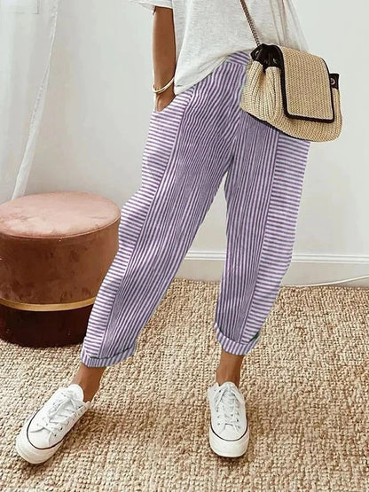 Pantalón de rayas elástico con cintura adaptable