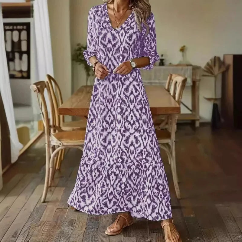 Vestido Mujer Verano Escote V Elegante
