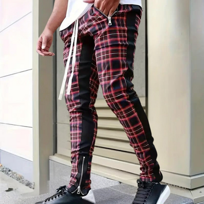 Pantalón deportivo estampado cuadros ajustado hombre - Vestiria