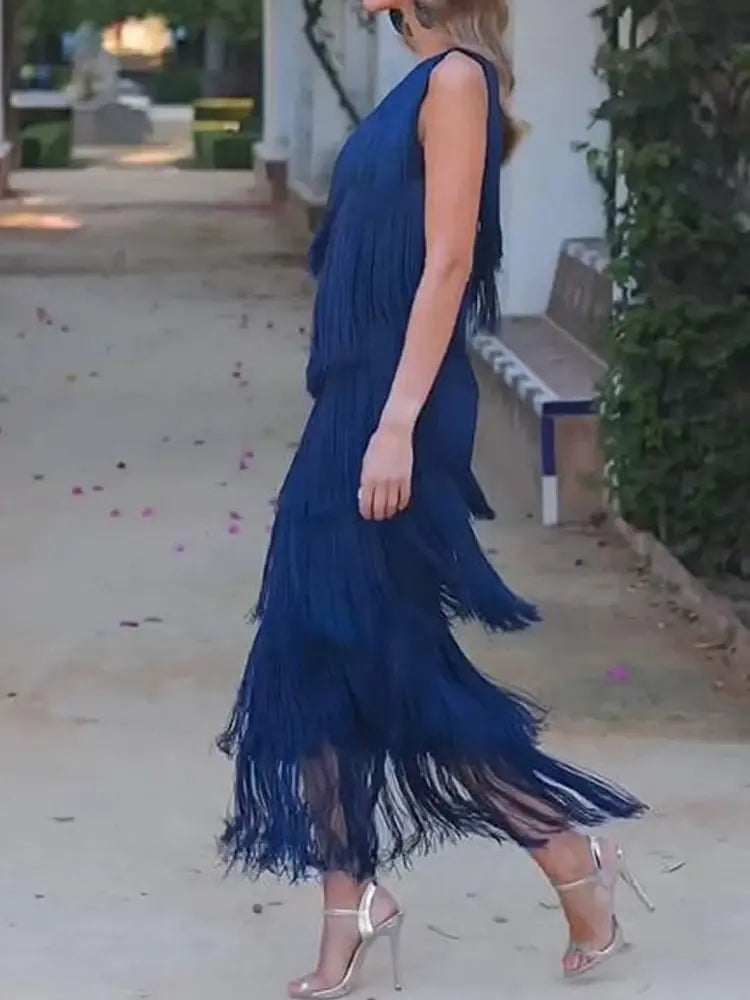 Vestido Flamenco Elegante con Flecos - Vestiria