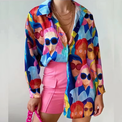 Blusa Mujer Colorida Manga Larga Cásual - Vestiria