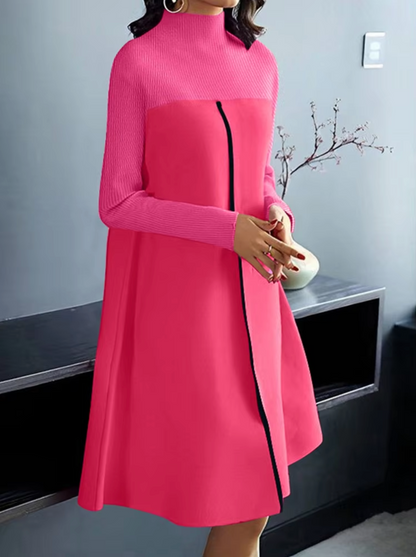 Vestido Punto Clásico Cuello Alto Mujer