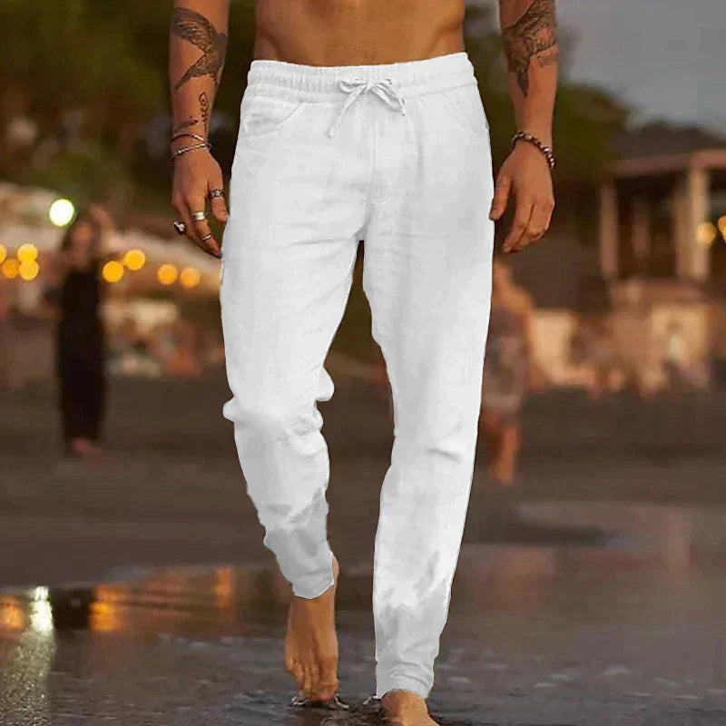 Pantalones Lino Hombre Clásicos Frescos