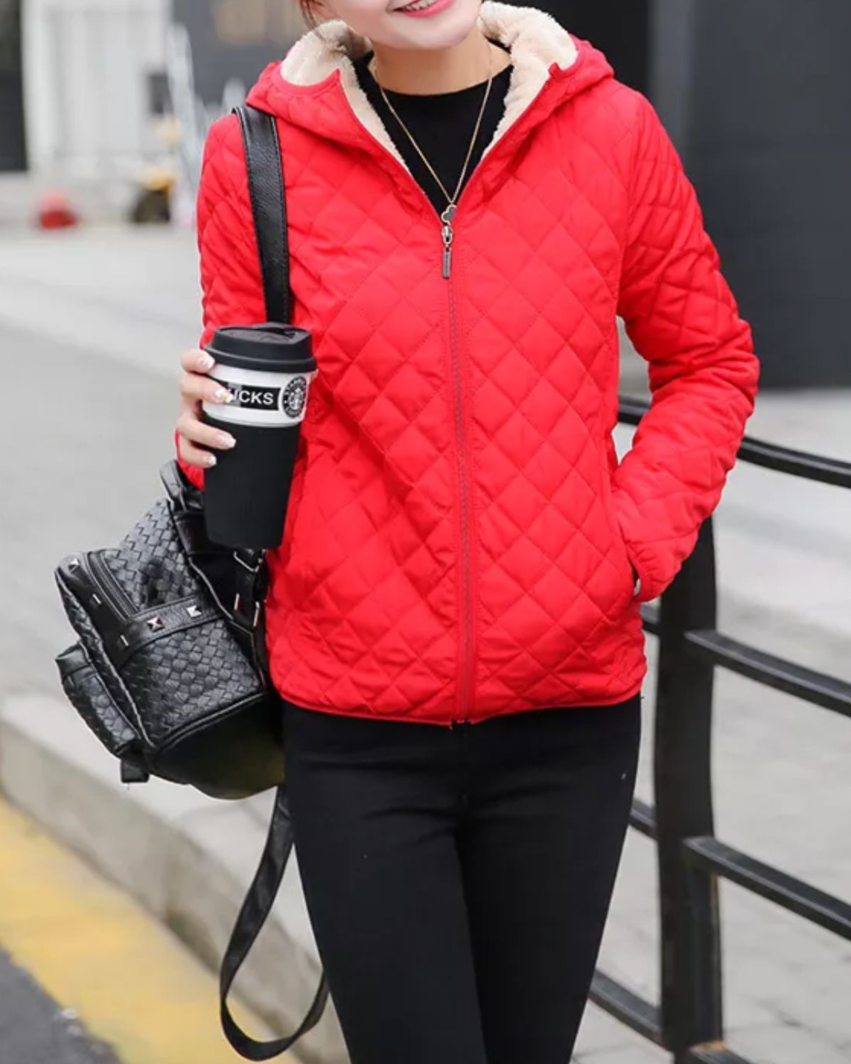 Chaqueta Invierno Acolchada Mujer Capucha Cremallera