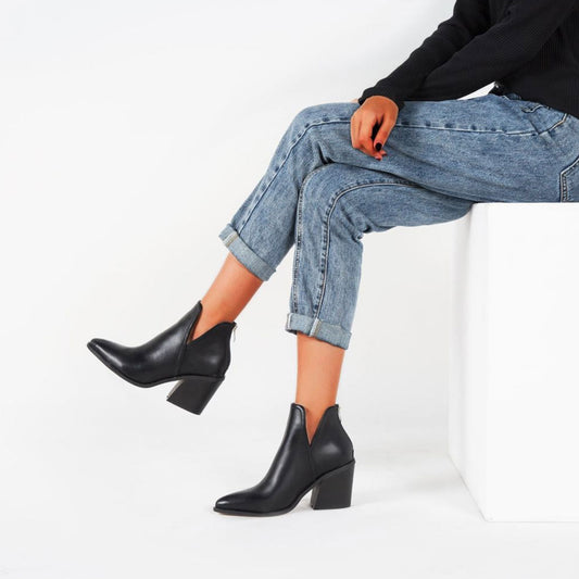 Botas Mujer Retro Piel Sintética Tacón Alto - Vestiria