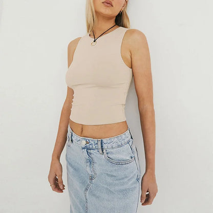 Camiseta sin mangas ajustada con escote redondo - Vestiria