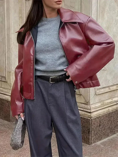 Chaqueta Cuero Clásica Casual