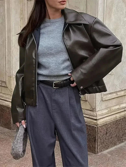 Chaqueta Cuero Clásica Casual