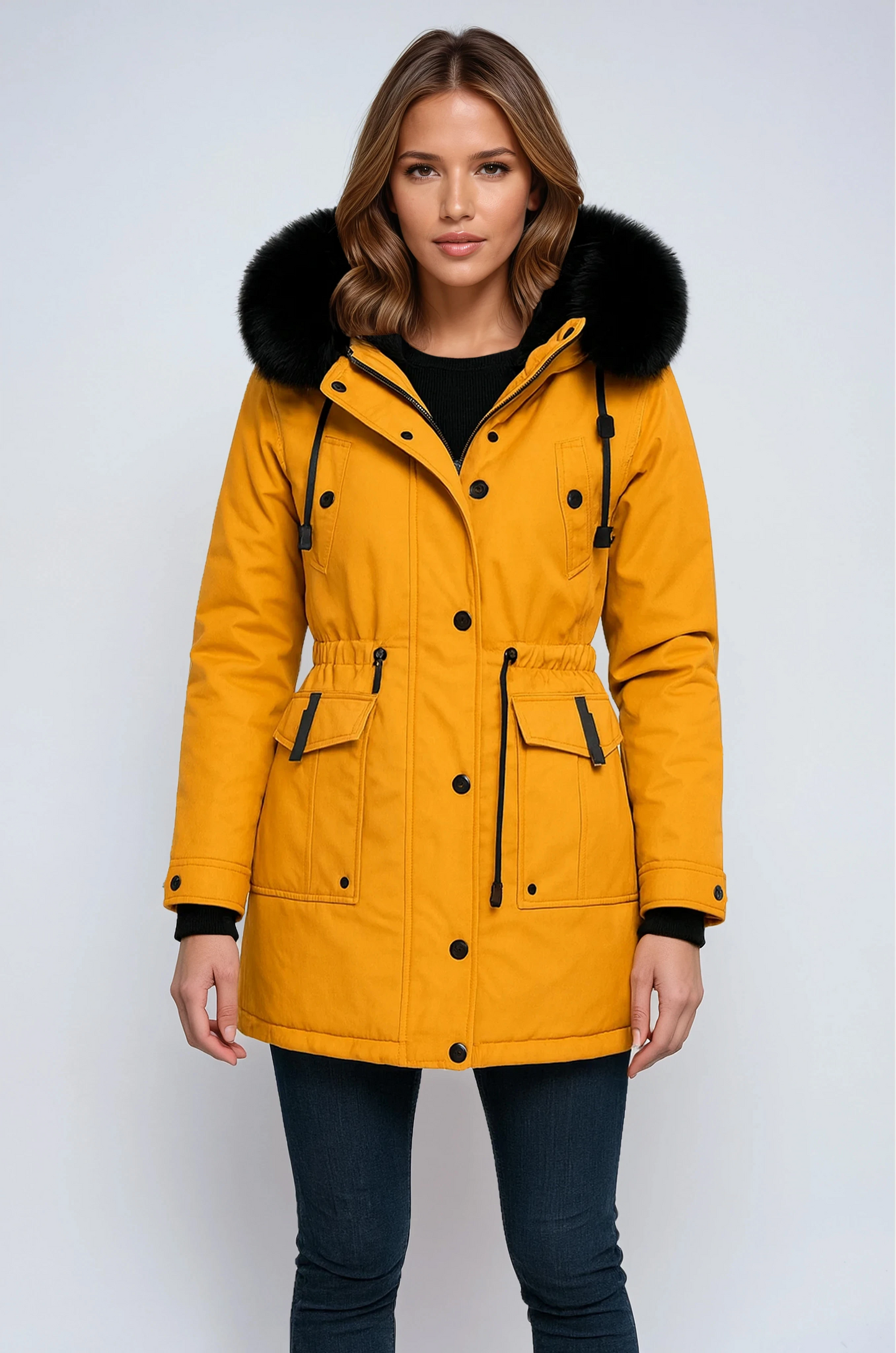 Parka Invierno Mujer Abultada Cuello Pelo - Vestiria