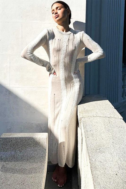 Vestido Maxi Punto Texturizado Abierto