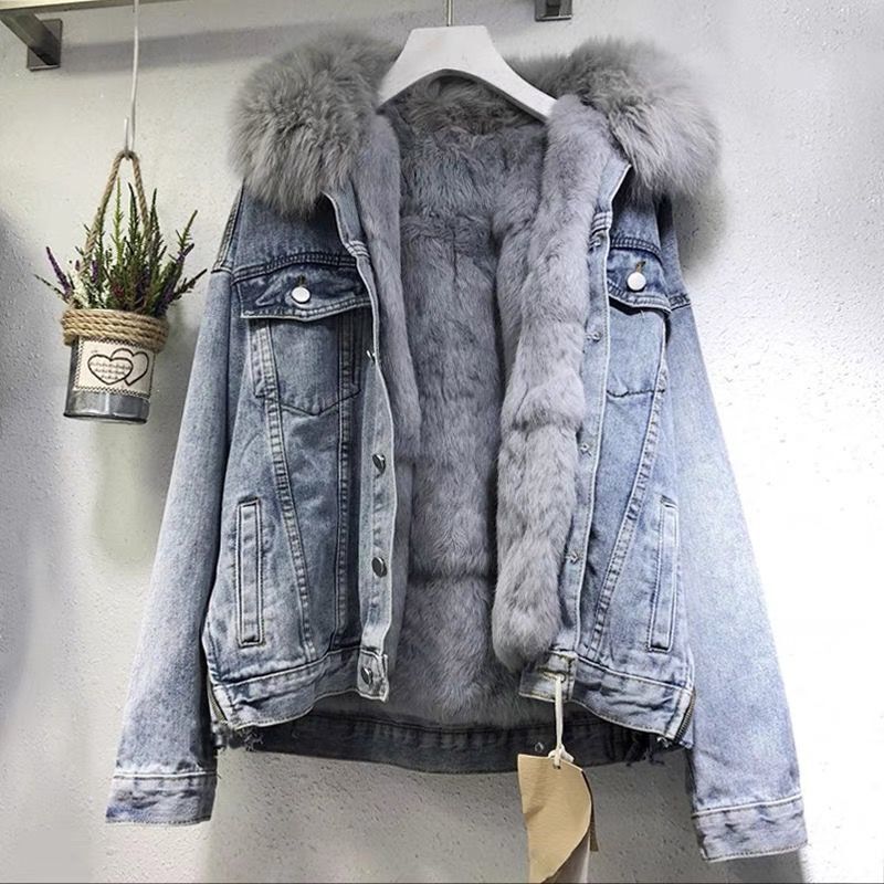 Chaqueta Vaquera Mujer Piel Sintética Cálido Invierno - Vestiria